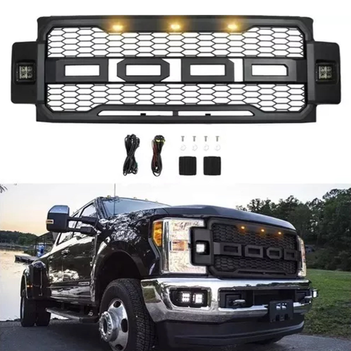 PARRILLA RAPTOR F250 SUPER DUTY 2017 A 2019 DRL LUZ AMBAR