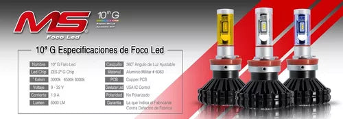 BULBOS MS LED PRINCIPAL Y ALTA PARA TOYOTA TACOMA 2005 - 2011