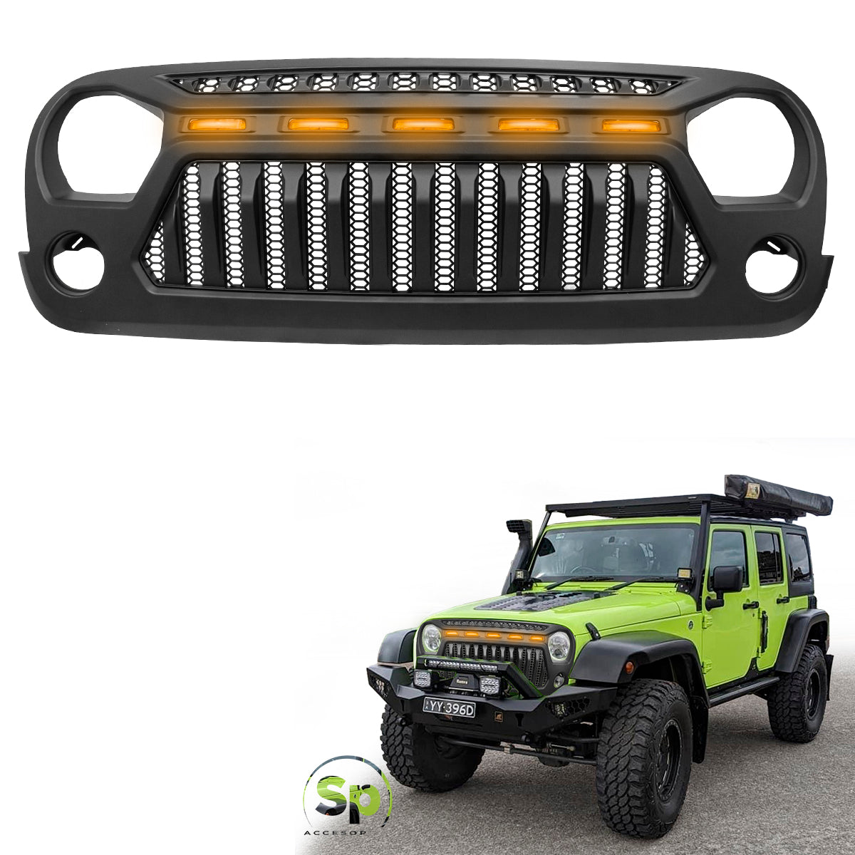 PARRILLA DE JK CON LED JEEP WRANGLER 2007 A 2017 OFF ROAD 4X4
