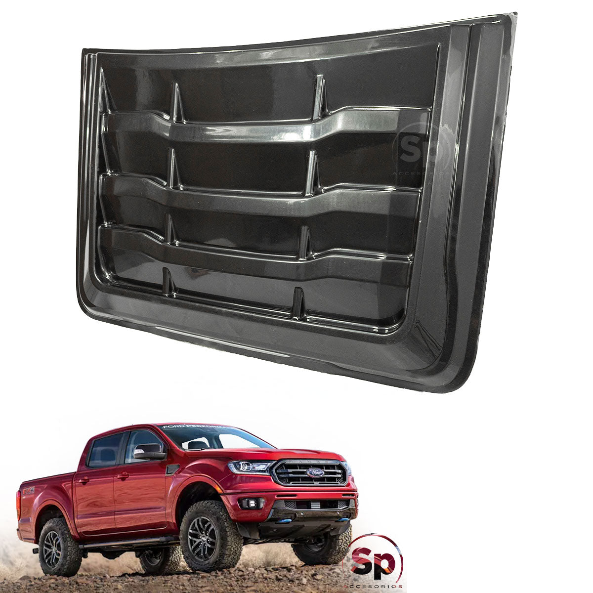 TOMA DE AIRE COFRE NEGRO MATE PARA FORD RANGER 2013 A 2022 ABS