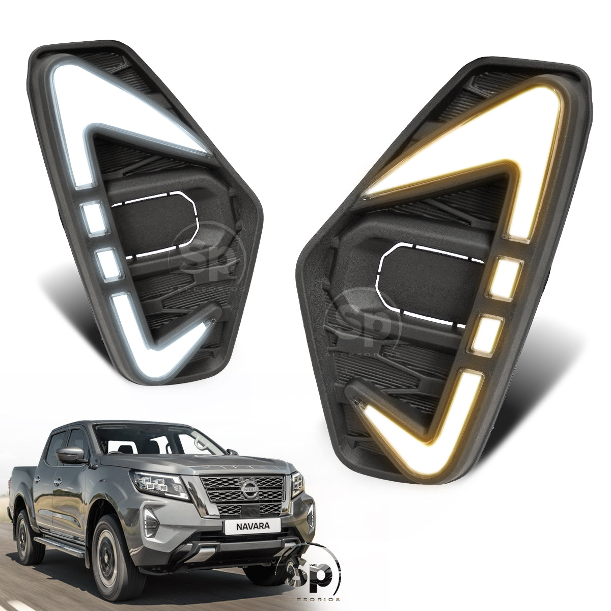 NIEBLAS PRO4X BISEL DRL LED PARA NISSAN NP300 FRONTIER 2021 A 2022