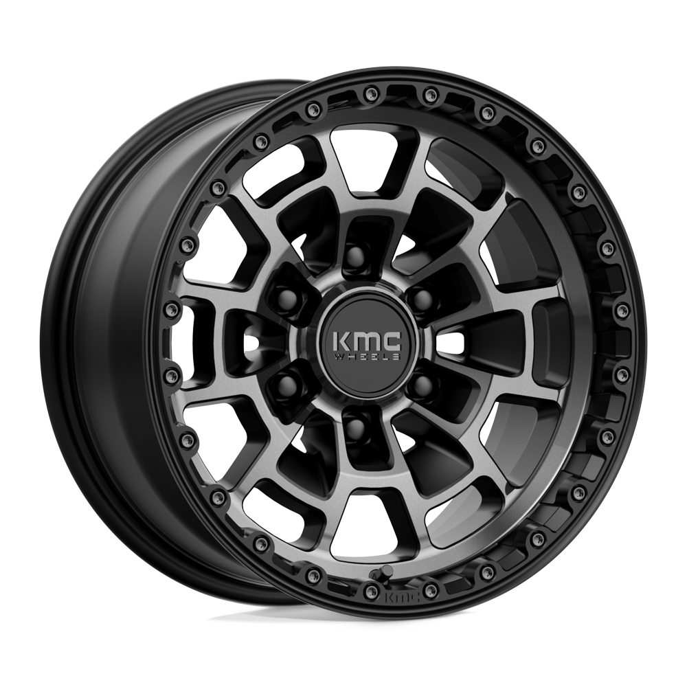 RINES KMC 17X8.5 6X139.7 CB106.1 ET0 KM718 SUMMIT SATIN BLACK W/ GRAY TINT