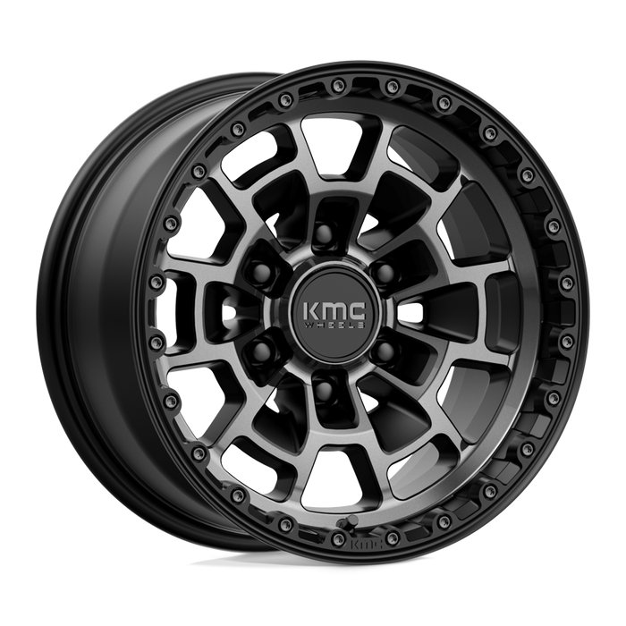 RINES KMC 17X8.5 6X139.7 CB106.1 ET0 KM718 SUMMIT SATIN BLACK W/ GRAY TINT