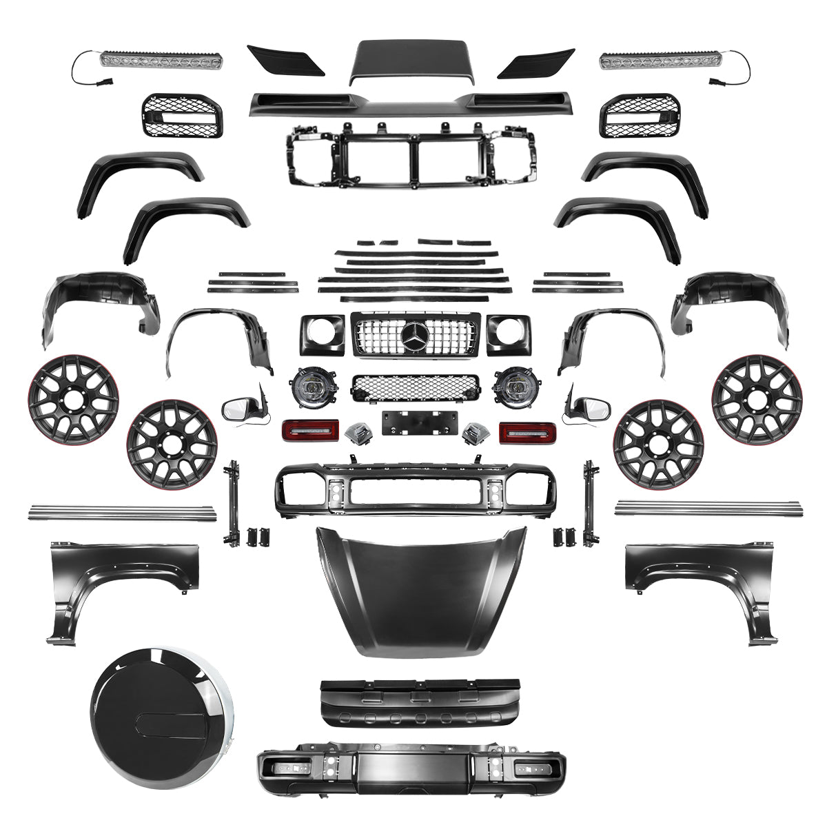 BODY KIT TIPO CLASE G63 CON RINES PARA SUZUKI JIMNY 2019 - 2024