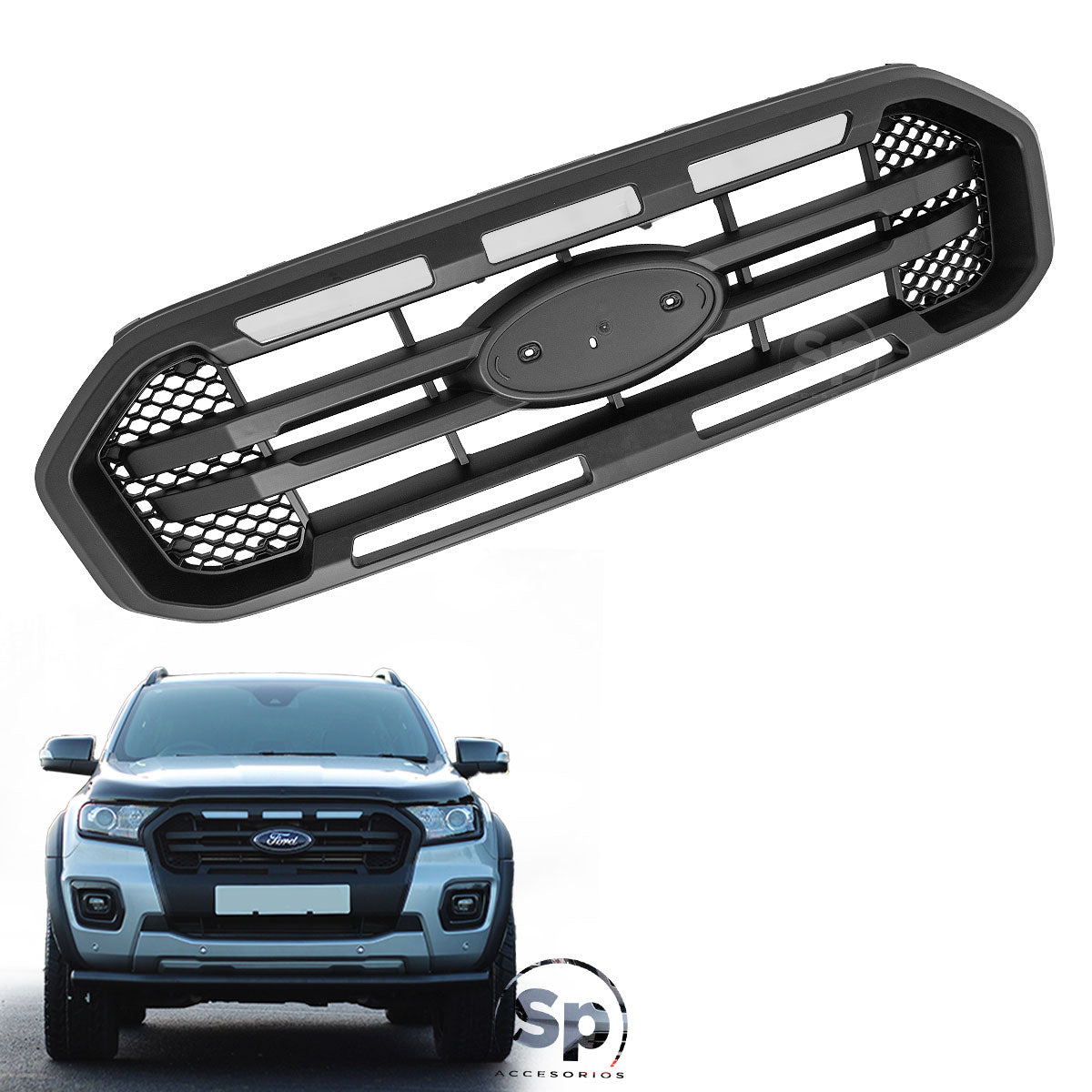 PARRILLA FRONTAL PARA FORD RANGER 2017 A 2020 TIPO RAPTOR COMPLETA
