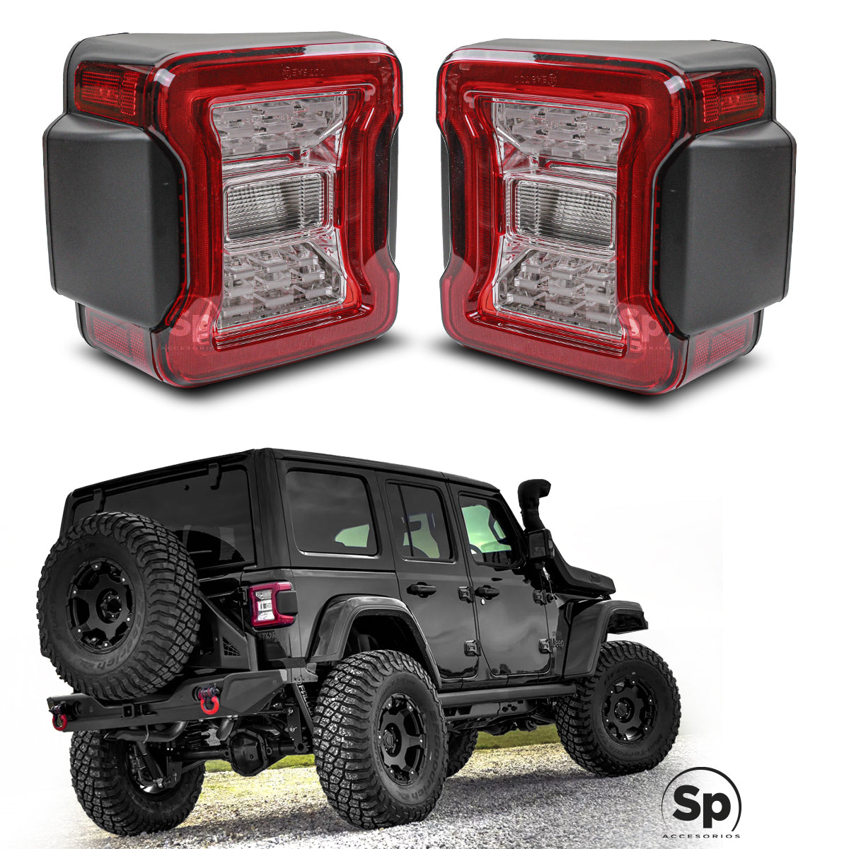 CALAVERAS LED ROJAS JEEP WRANGLER JK 2007 - 2018
