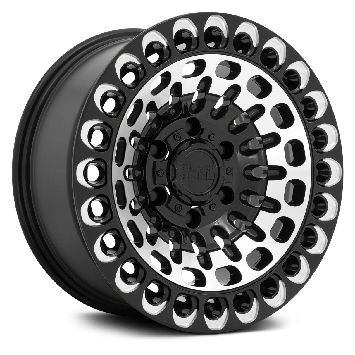 RINES BLACK RHINO 17X9.5 6X139.7 CB112.1 ET12 LABYRINTH GLOSS BLACK W/ MACHINED FACE