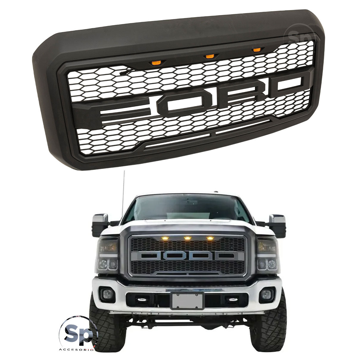 PARRILLA TIPO RAPTOR CON LEDS AMBAR PARA FORD F-250 F- 350 2011 - 2016