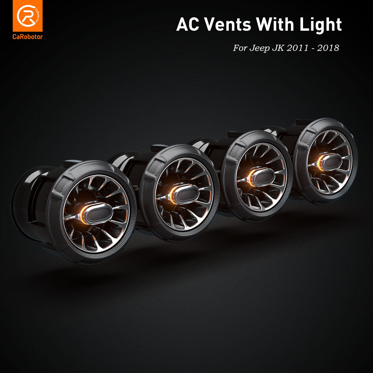 Salidas de aire acondicionado Versión gris Turbo Air con luz ambiental para Jeep Wrangler JK (2011-2018)