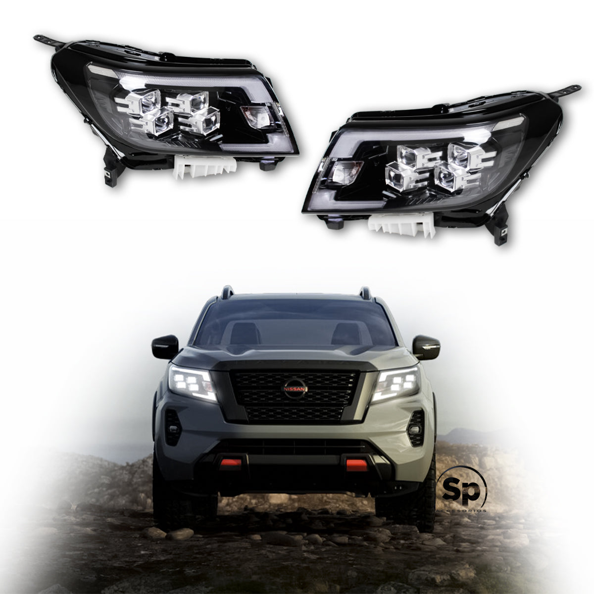 PAR DE FAROS PRINCIPALES LED NISSAN PRO4X PARA NISSAN NP300 FRONTIER 2016-2023