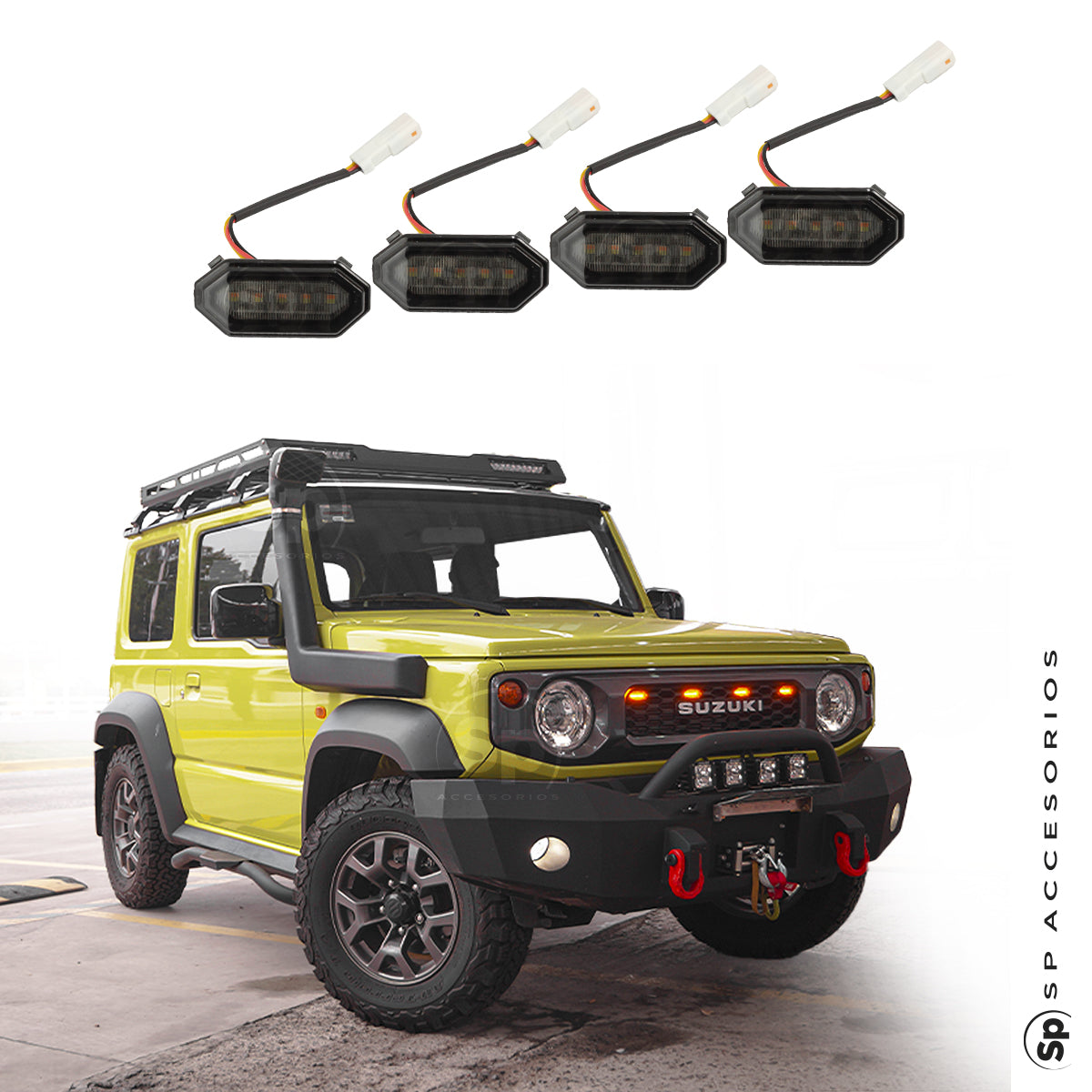 KIT DE LUCES LED AMBAR 4 PIEZAS PARA PARRILLA SUZUKI JIMNY 2020 - 2024