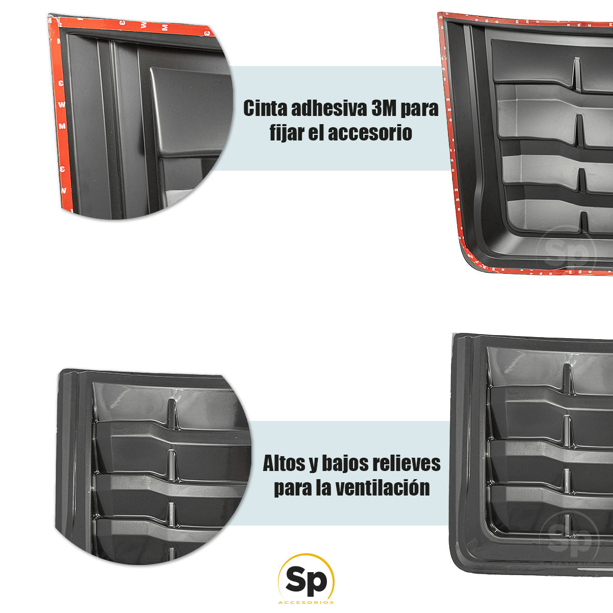 TOMA DE AIRE COFRE NEGRO MATE PARA FORD RANGER 2013 A 2022 ABS