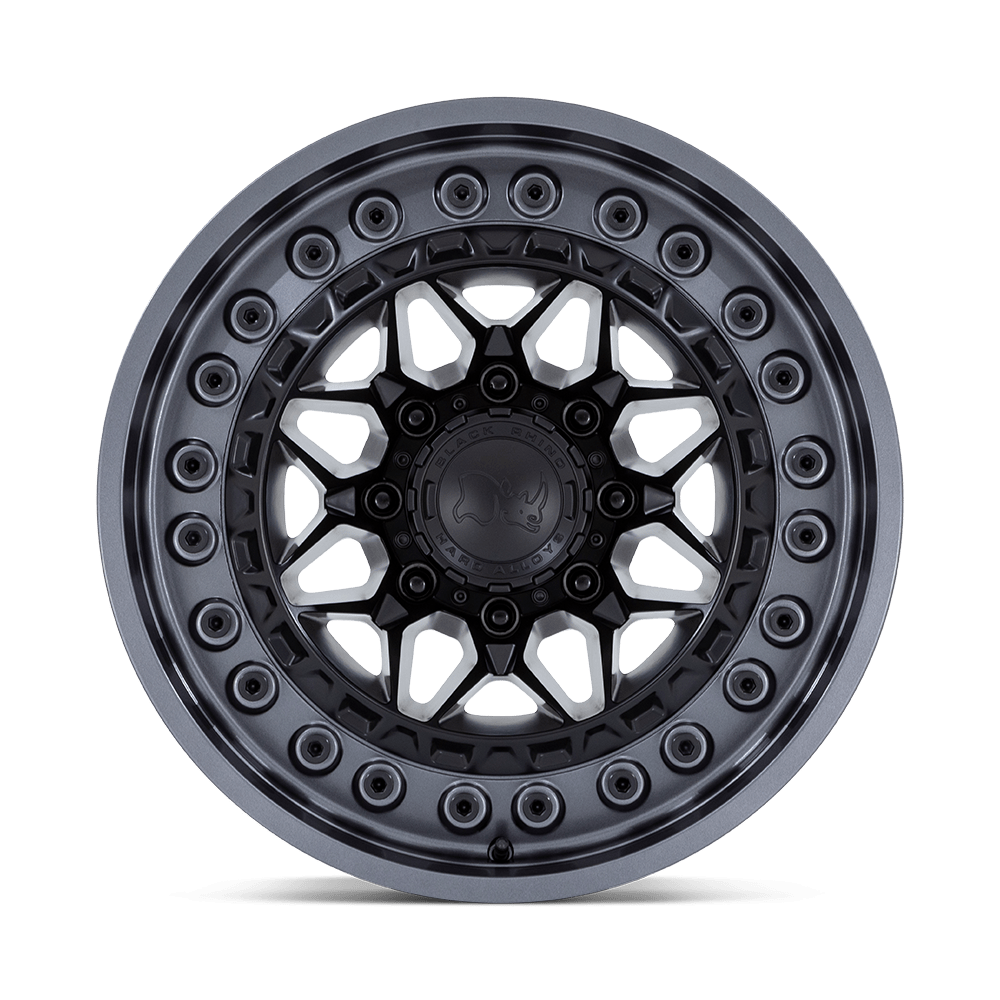 RINES BLACK RHINO 17X9 6X139.7 CB106.1 ET0 ALPHA MATTE BLACK W/ GUNMETAL LIP