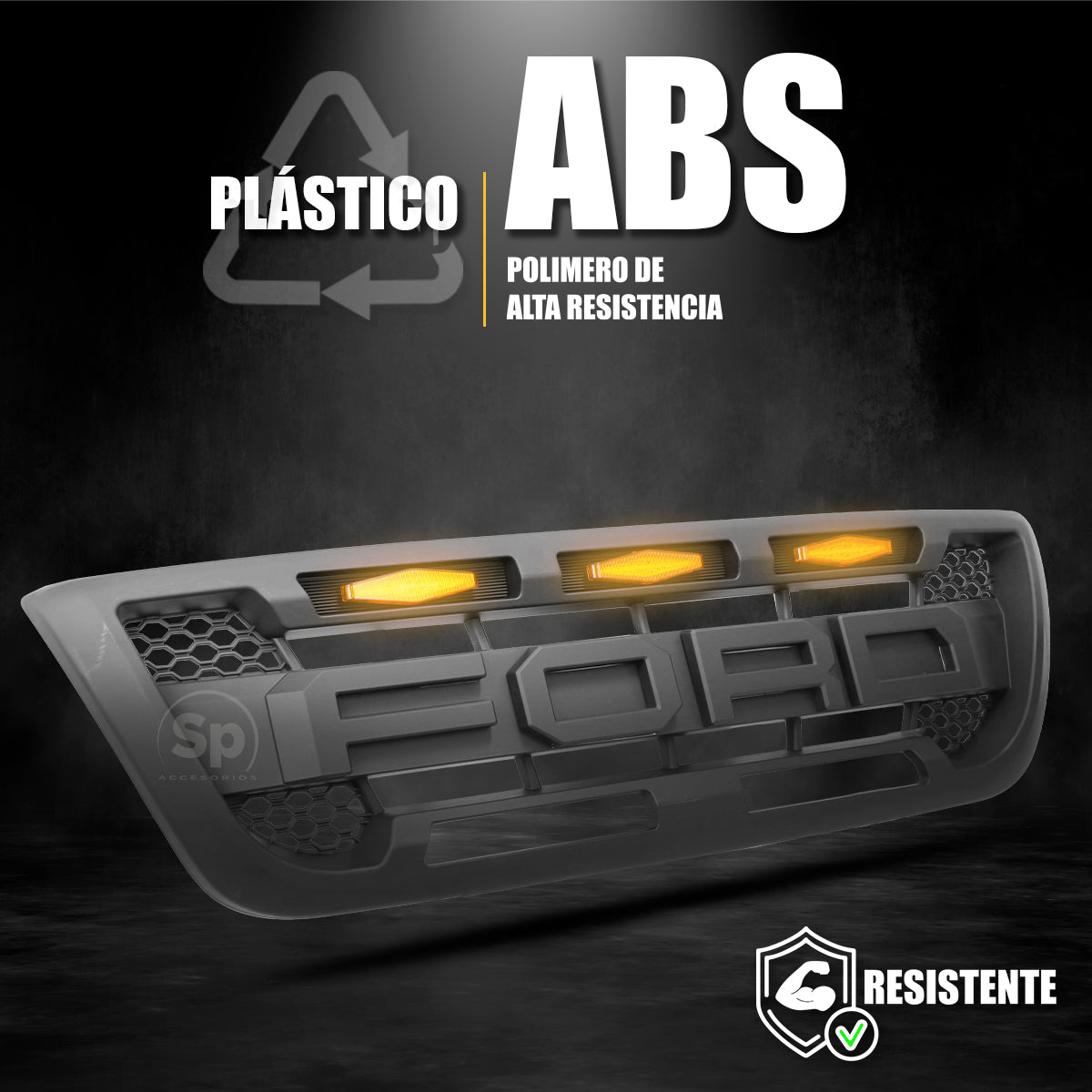 PARRILLA TIPO RAPTOR PARA FORD RANGER 1998 A 2000 LEDS ÁMBAR