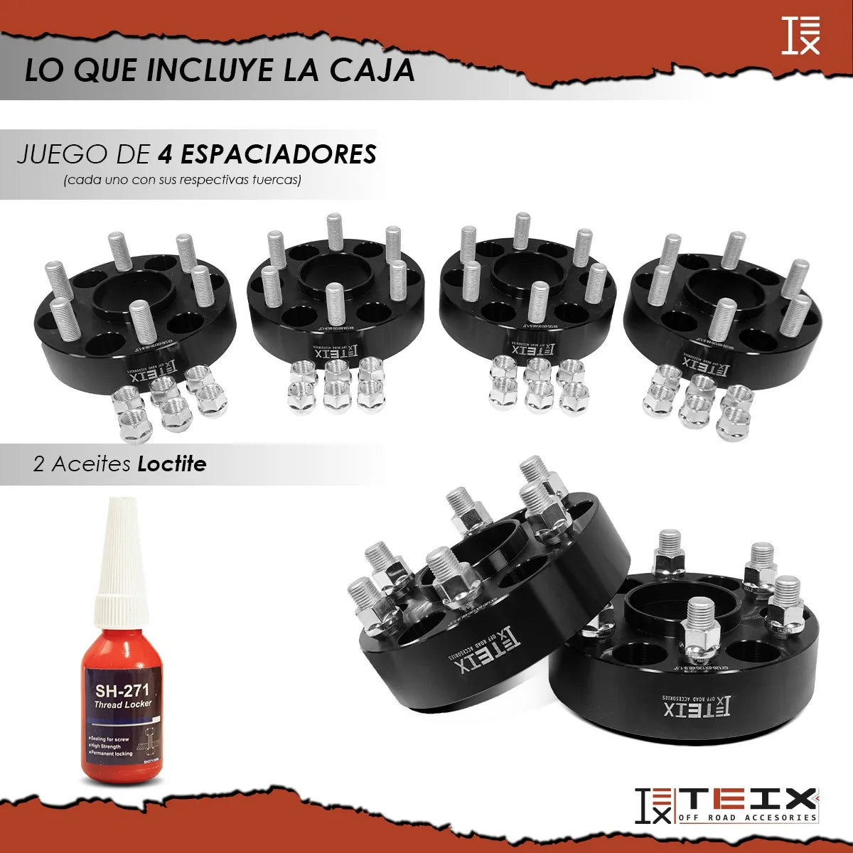 KIT ESPACIADORES TEIX 1.5 PULG PARA CHEVROLET COLORADO 2016  - 2022 6/120