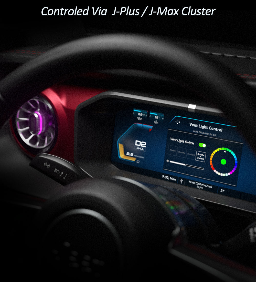 Ventilación de aire acondicionado Versión negro Turbo Air con luces ambientales para Jeep Wrangler JL/JT/4xe 2018-2023