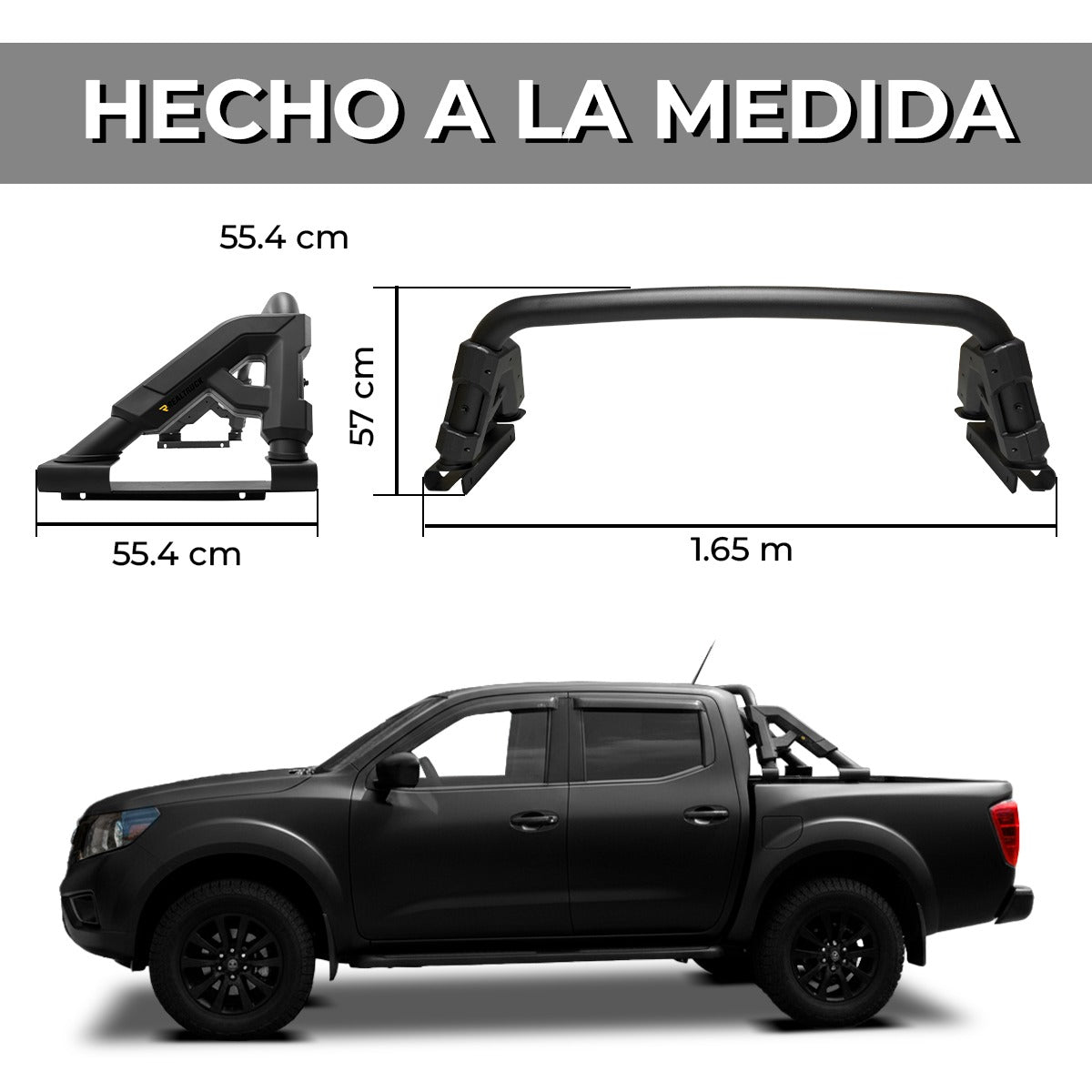ROLL BAR GO RHINO GR NEGRO PARA PICK UP MID SIZES