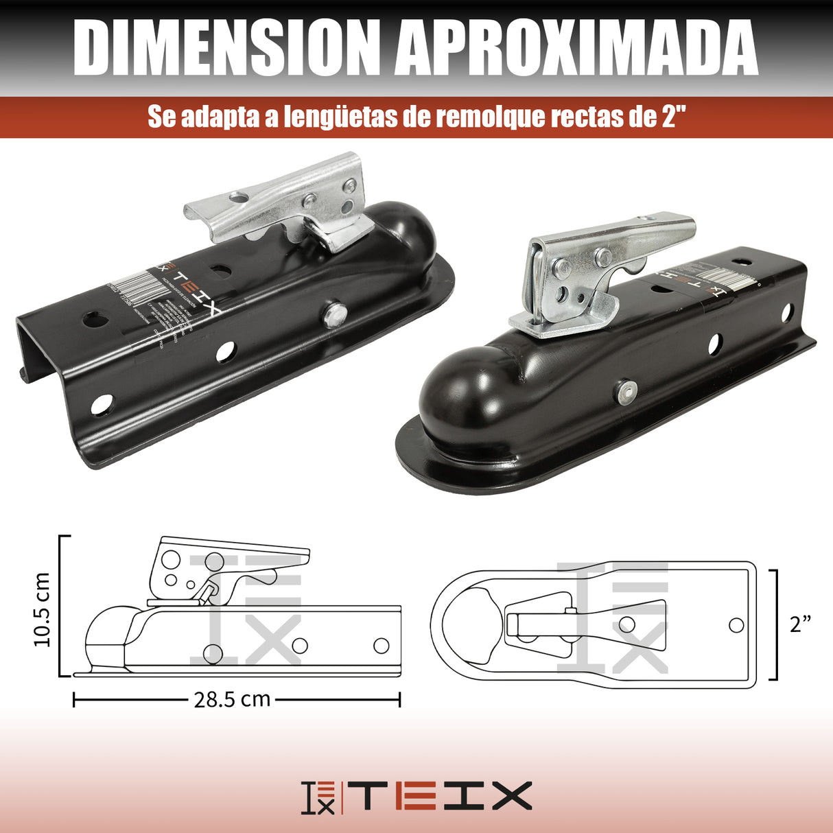 TIRON DE REMOLQUE RECTO BOLA 2 CANAL 2 COPLE 3500LB UNIVERSAL