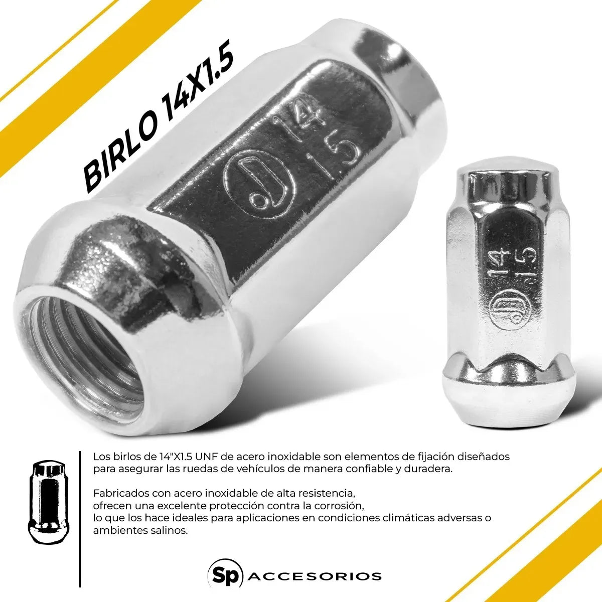 Birlo Tuerca 14x1.5 Cromada 1pz