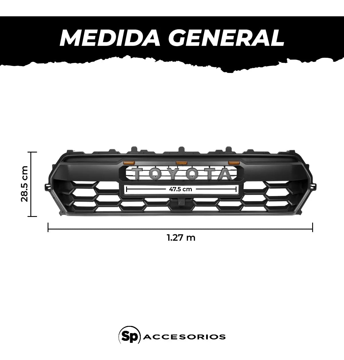 Parrilla Tacoma Trd Pro Con Barra LED y 3 LED Ambar Para Toyota Tacoma 2024 AL 2026 Nueva Linea