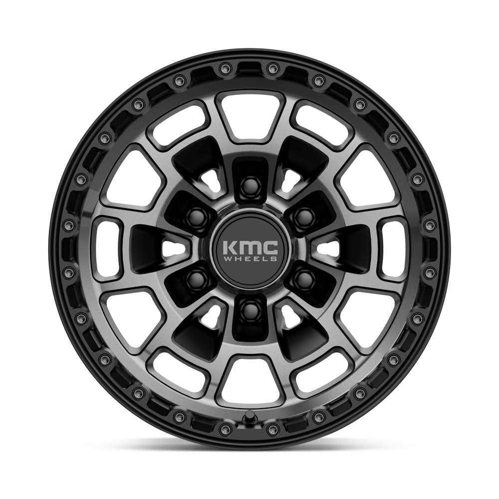 RINES KMC 17X8.5 6X139.7 CB106.1 ET0 KM718 SUMMIT SATIN BLACK W/ GRAY TINT