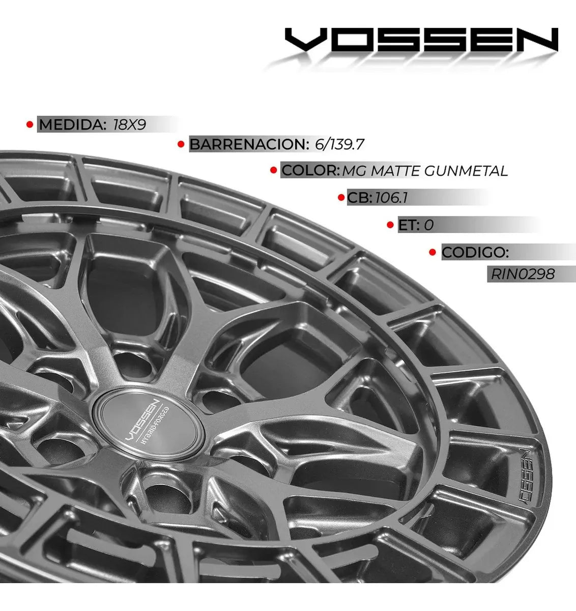 Rin Vossen 18x9 6x139 Chevrolet Blazer 73-91 Clásico