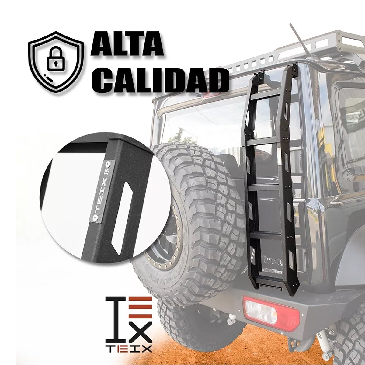 ESCALERA PUERTA TRASERA REFORZADA OFF ROAD 4X4 PARA SUZUKI JIMNY 2019 - 2023