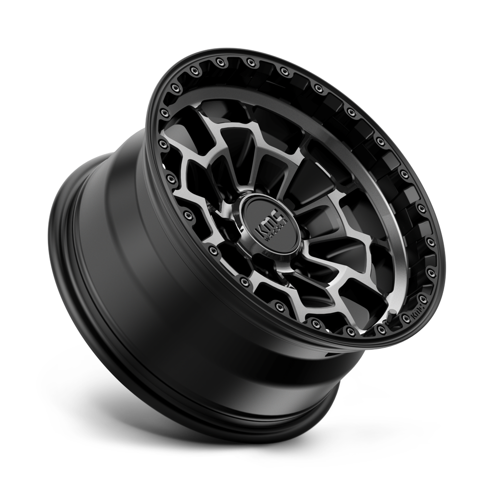 RINES KMC 17X8.5 6X139.7 CB106.1 ET0 KM718 SUMMIT SATIN BLACK W/ GRAY TINT