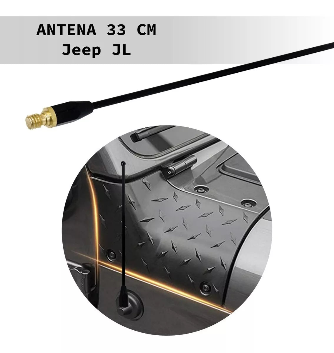 ANTENA DE RADIO 33CM NEGRA PARA JEEP WRANGLER JK Y JL