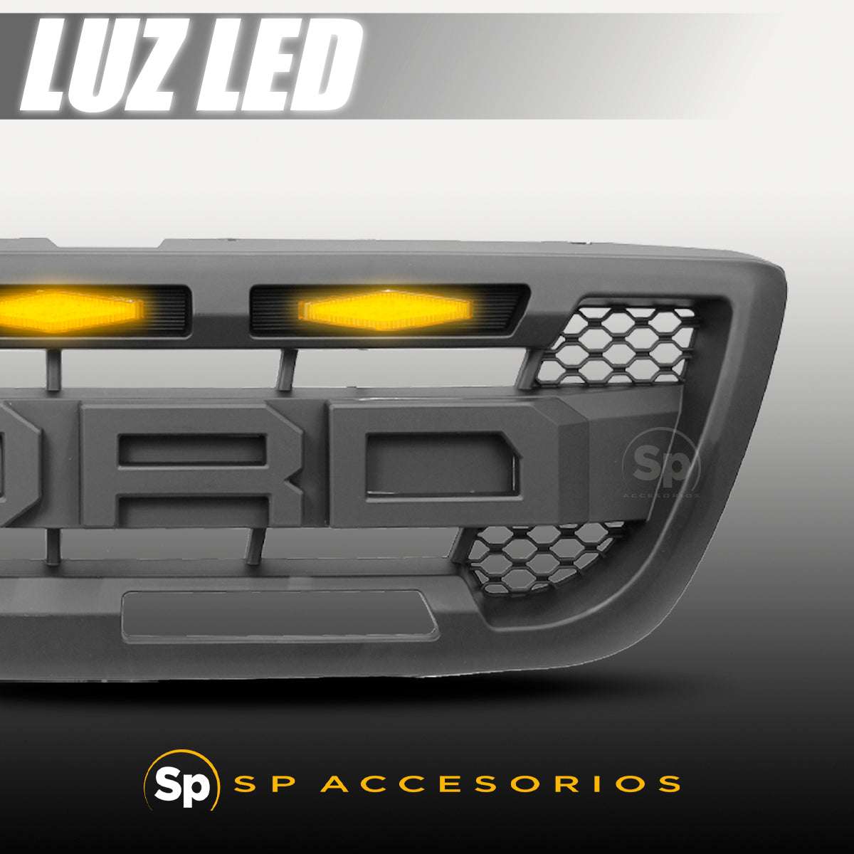 PARRILLA TIPO RAPTOR PARA FORD RANGER 1998 A 2000 LEDS ÁMBAR