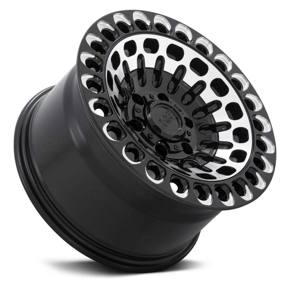 RINES BLACK RHINO 17X9.5 6X139.7 CB112.1 ET12 LABYRINTH GLOSS BLACK W/ MACHINED FACE