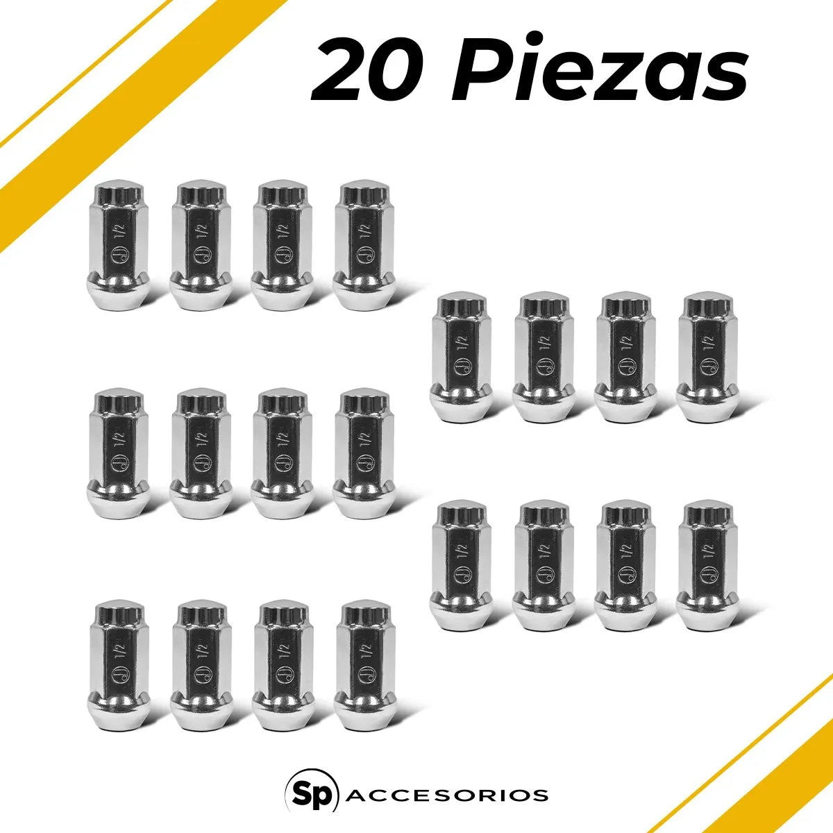 Birlos Tuercas 1/2x20 Cromadas Deportivas Tuning 20pz