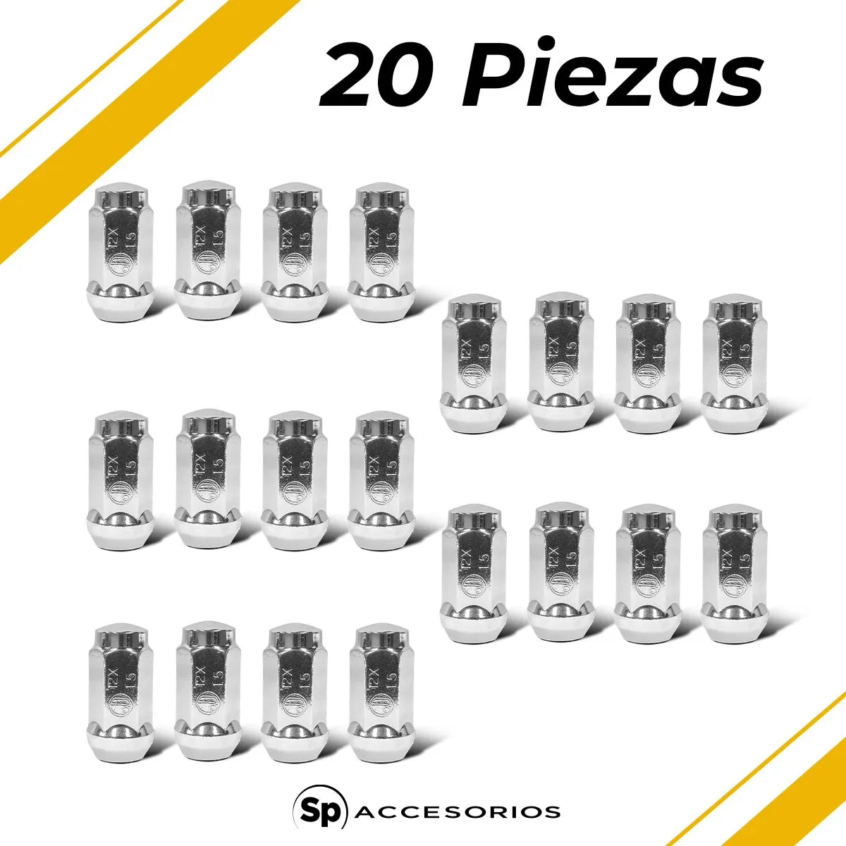 Birlos Tuercas 12x1.5 Cromadas 20pz