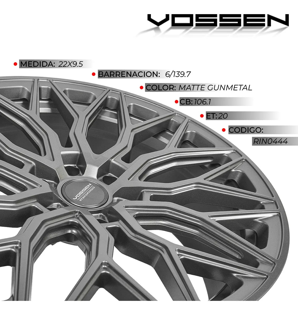 Rines Vossen 22x9.5-6x139.7 Matte Gunmetal Sierra 1500 07-21
