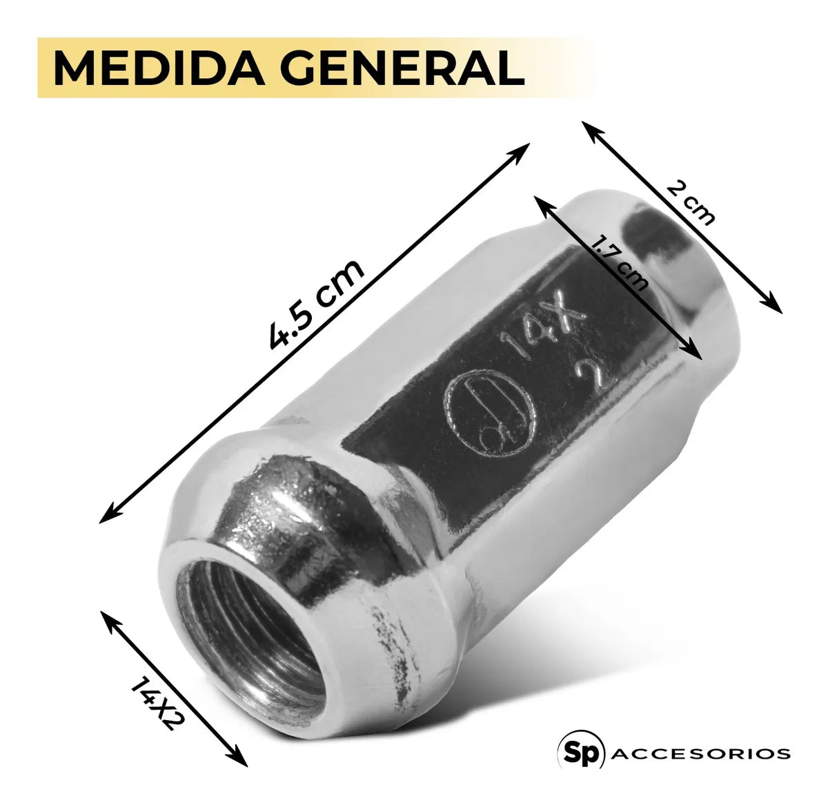 Birlos Tuercas 14x2 Cromadas 12pz