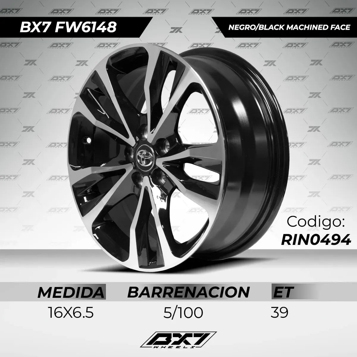 Rin Bx7 16x6.5 5/100 Negro/mb