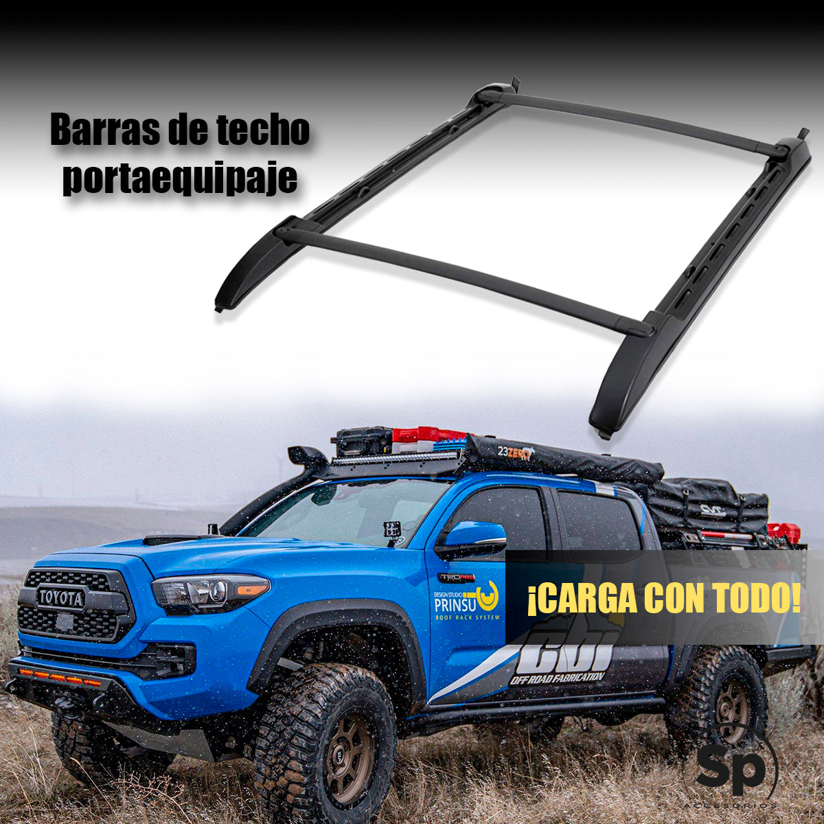 BARRAS LATERALES TRANSVERSALES PORTAEQUIPAJE PARA TOYOTA TACOMA 2006 A 2024