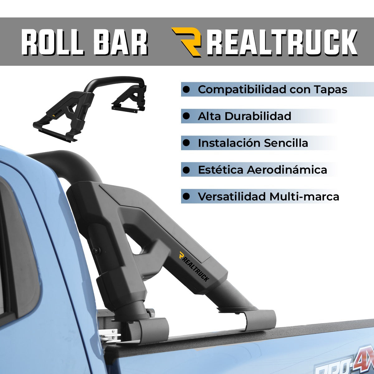 ROLL BAR GO RHINO GR NEGRO PARA PICK UP MID SIZES