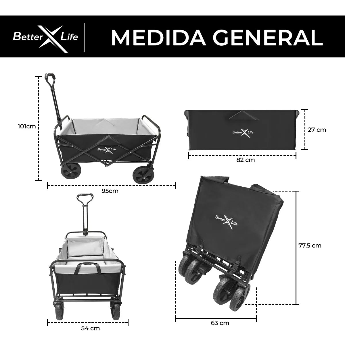 Carrito Vagon Plegable Uso Rudo Para Mercado Mercancia Trx