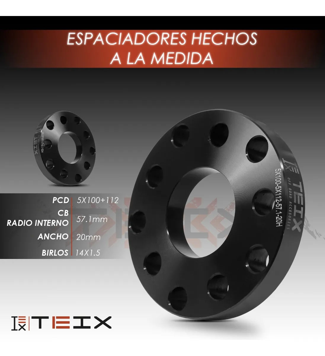 Kit Espaciadores 5/100 5/112 Cb57.1 20mm Vw Audi Seat Llanta