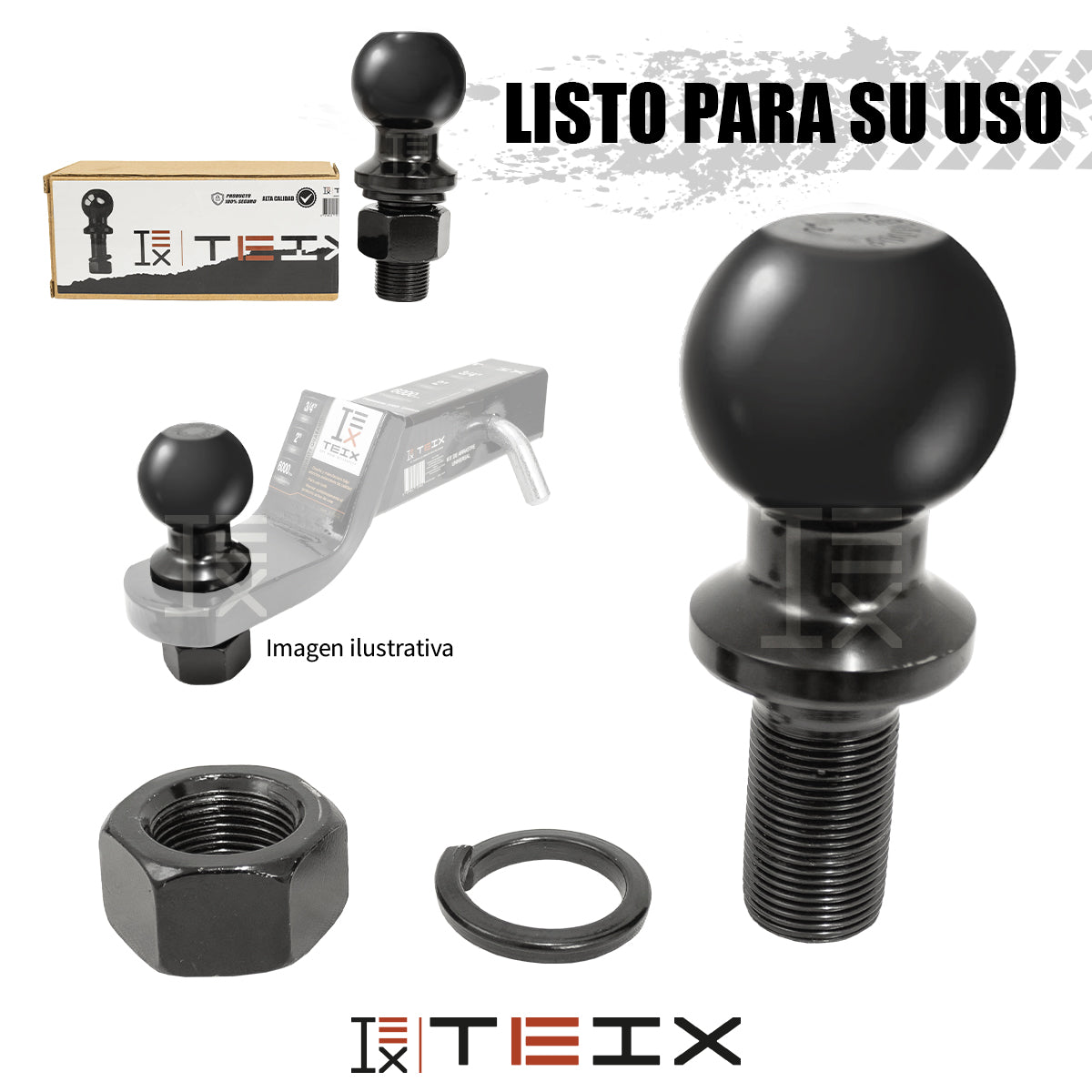 BOLA NEGRA COPLE TIRON REMOLQUE 2 PULGADAS ARRASTRE 6000 LBS