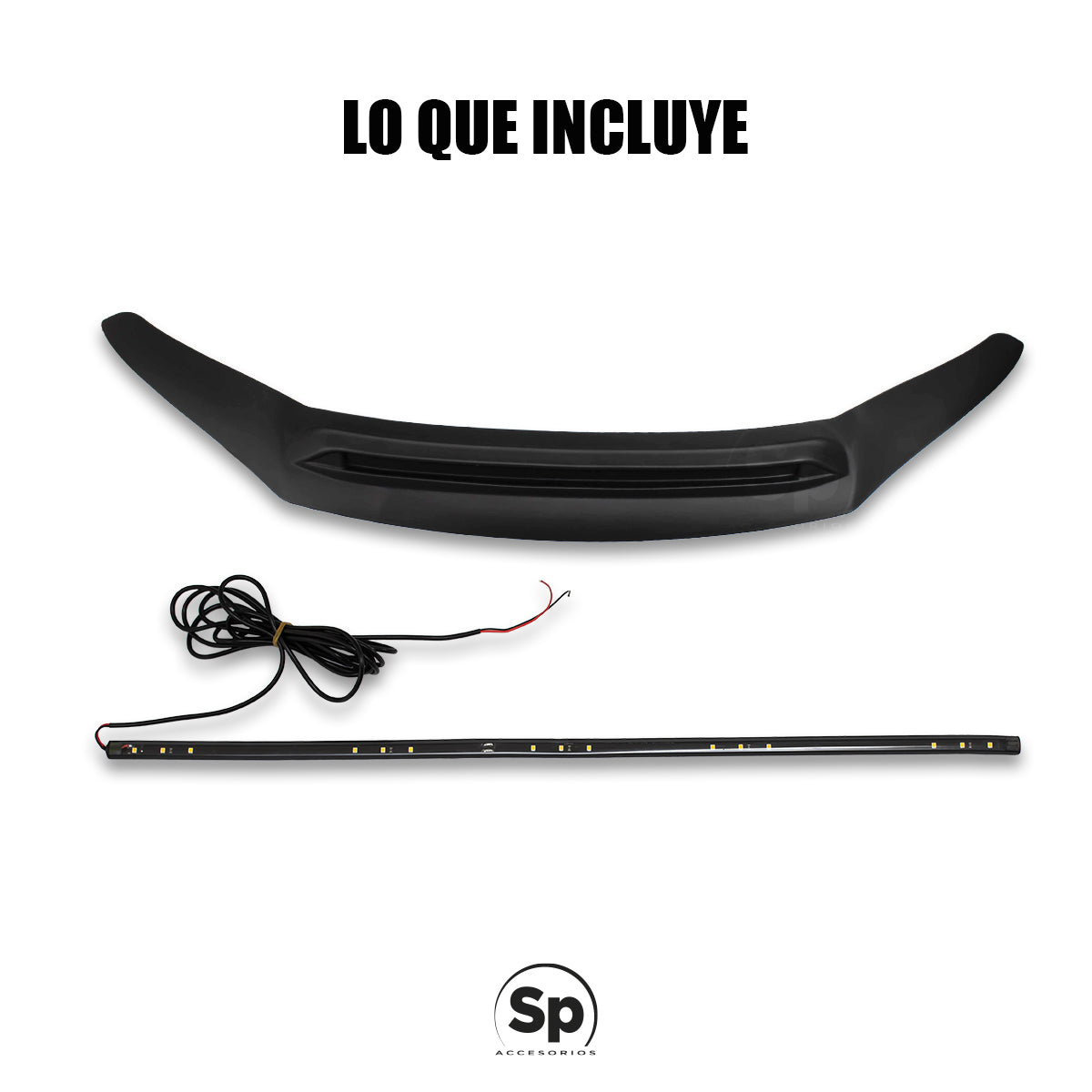 DEFLECTOR BOTA AGUAS DE COFRE CON LUZ LED PARA TOYOTA HILUX 2016 - 2023