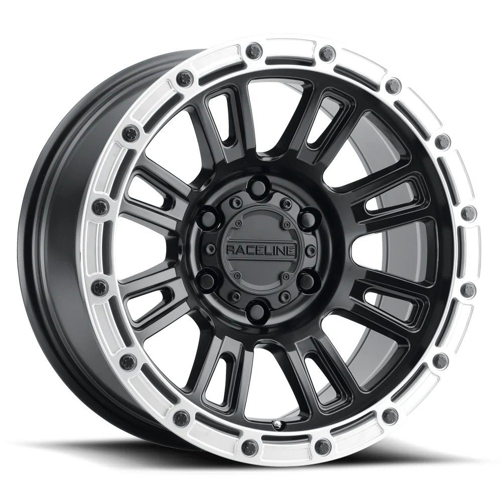 RINES RACELINE 956BS COMPASS 17X8.5 5X127 CB ET-12 SATIN BLACK W/SILVER RING