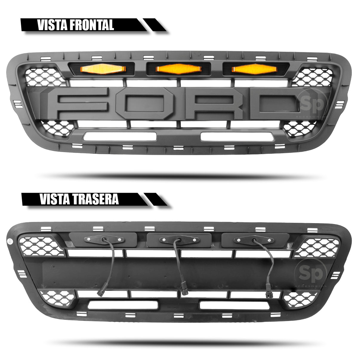 PARRILLA TIPO RAPTOR PARA FORD RANGER 2001-2003 LEDS ÁMBAR