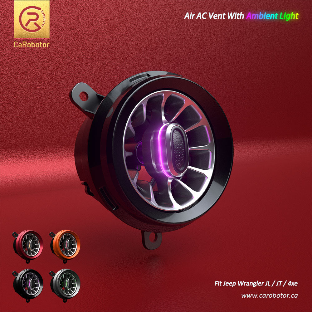 Ventilación de aire acondicionado Versión naranja Turbo Carobotor con luces ambientales para Jeep Wrangler JL/JT/4xe 2018-2023