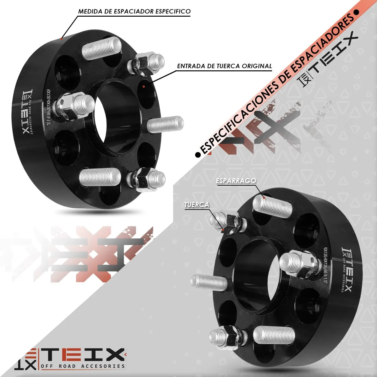 KIT ESPACIADORES TEIX 1.5 PULG PARA CHEVROLET COLORADO 2016  - 2022 6/120