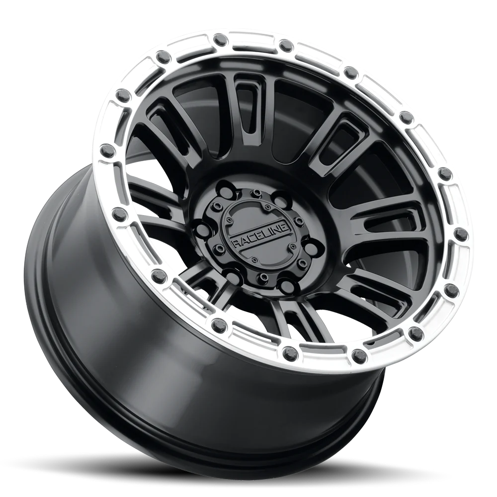 RINES RACELINE 956BS COMPASS 17X8.5 5X127 CB ET-12 SATIN BLACK W/SILVER RING