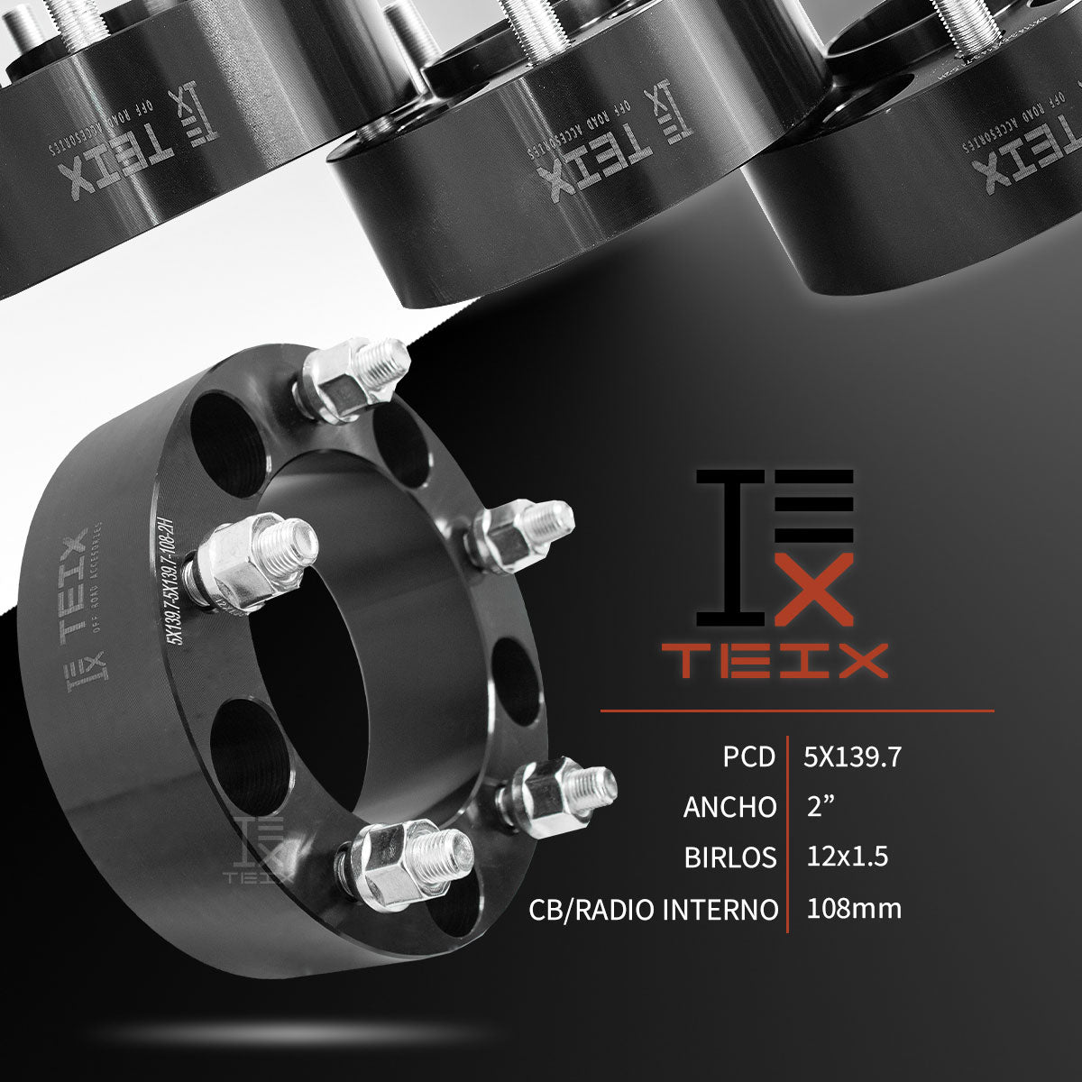 KIT ESPACIADORES 2" 5X139.7 LLANTA CB108 12X1.25