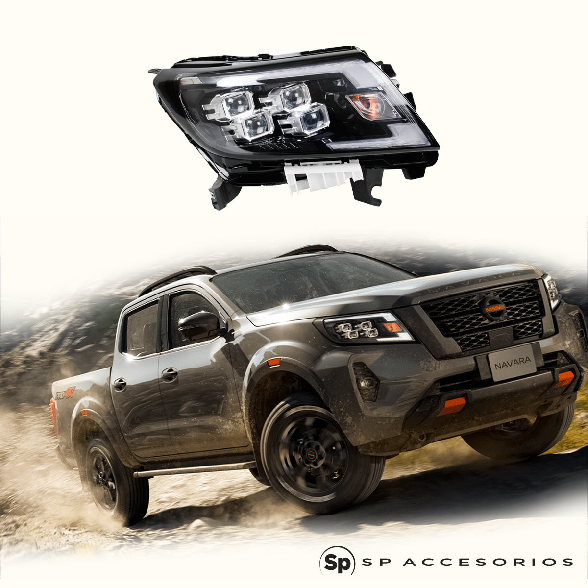 PAR DE FAROS PRINCIPALES LED NISSAN PRO4X PARA NISSAN NP300 FRONTIER 2016-2023