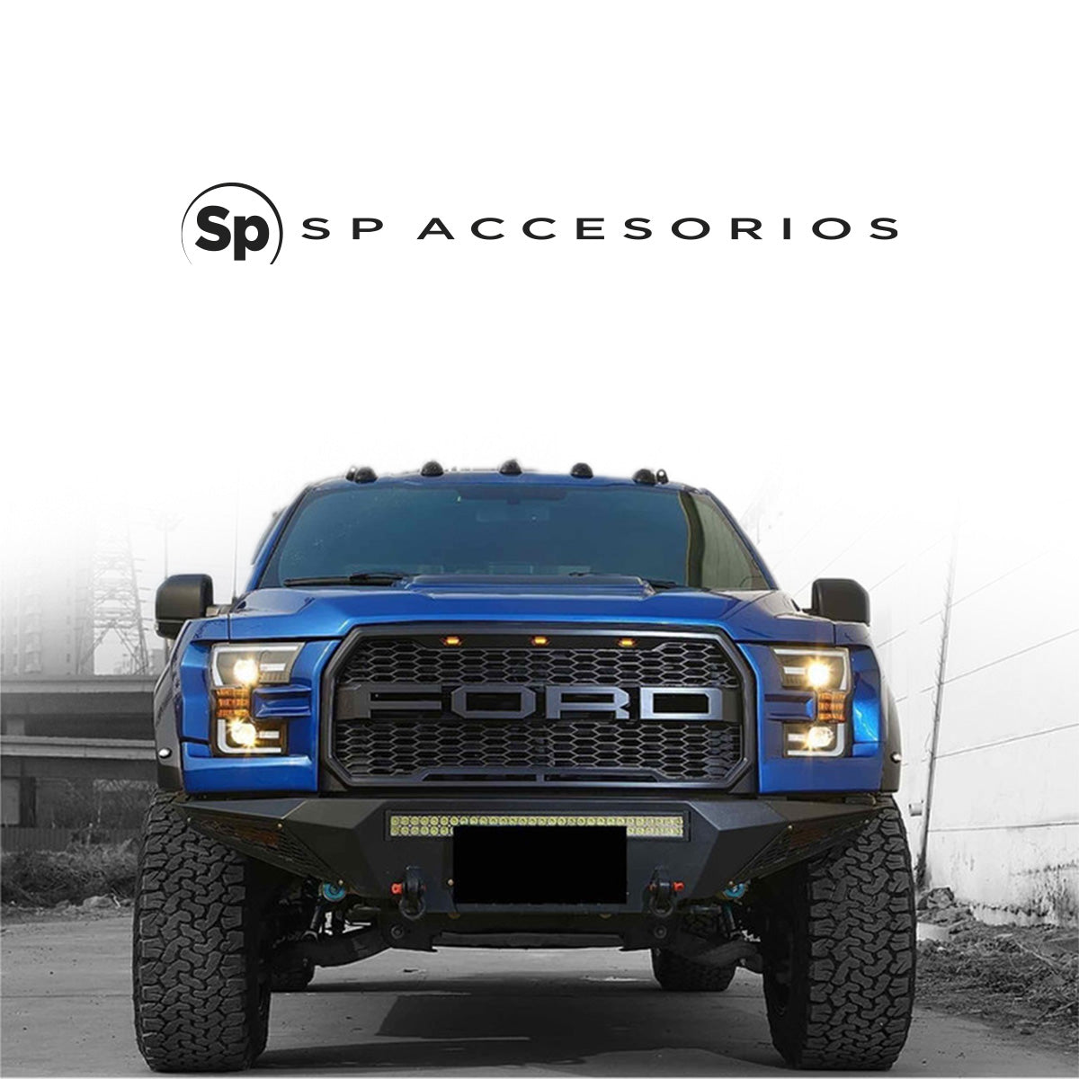 PARRILLA TIPO RAPTOR CON LEDS AMBAR PARA FORD F-150 LOBO 2015 - 2017